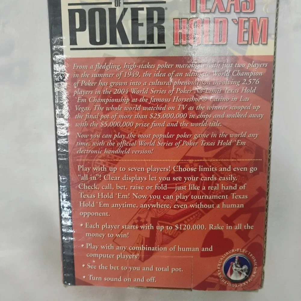 Texas Hold Em Poker Handheld Excalibur World Series Electronic Game NEW N